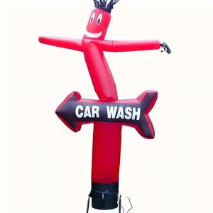 Muñeco Inflable Publicitario de 20 Pies de Altura y 18 Pulgadas de Ancho, con Forma de Bailarín y Flecha, en Tela Oxford Roja, para Lavado de Autos - Product Image 1