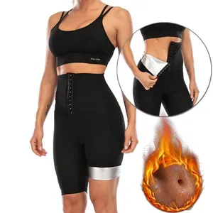 Shapewear celana sauna, celana pendek legging latihan pinggang keringat kontrol perut tinggi pembakar lemak yoga