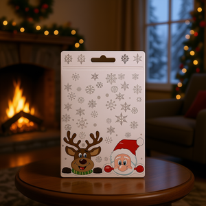 Autocollants statiques de Noël réutilisables pour fenêtres, flocons de neige multicolores, Père Noël, rennes, décorations de maison pour les fêtes, autocollants en plastique - Product Image 2