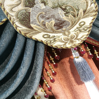 Tissu de rideau occultant perforé en chenille jacquard haut de gamme, directement de l'usine, rideaux finis de style européen luxueux
