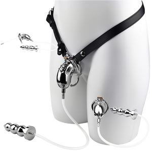 Ensemble de dispositifs de chasteté masculine FRRK avec plug anal métallique amovible, cage en silicone, jouet sexuel extrême pour hommes SM - Product Image 1