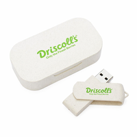 Clé USB 2.0 rotative écologique avec boîtier biodégradable et recyclable en paille, garantie 5 ans