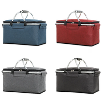Panier de pique-nique isotherme pliable en gros d'usine, grande capacité, sacs fourre-tout portables à cadre en aluminium avec isolation thermique