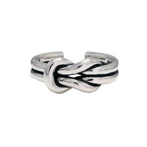 Bague ouverte en argent sterling 925, design rétro nœud, minimaliste, ajustable, motif symbole d'amour, bijoux pour femme, usage quotidien, OEM - Product Image 1