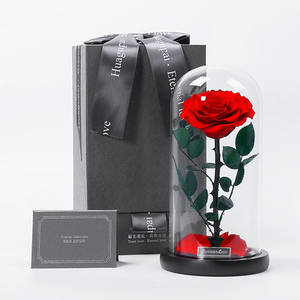 Rosa clásica Flor de la eternidad Las mismas rosas reales frescas conservadas en cúpula de cristal como La Bella y La Bestia Rosa en cristal con caja de regalo - Product Image 2