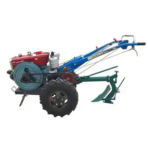 Tractor que camina con ruedas, alta calidad, precio, 18hp, motocultor diésel con arado