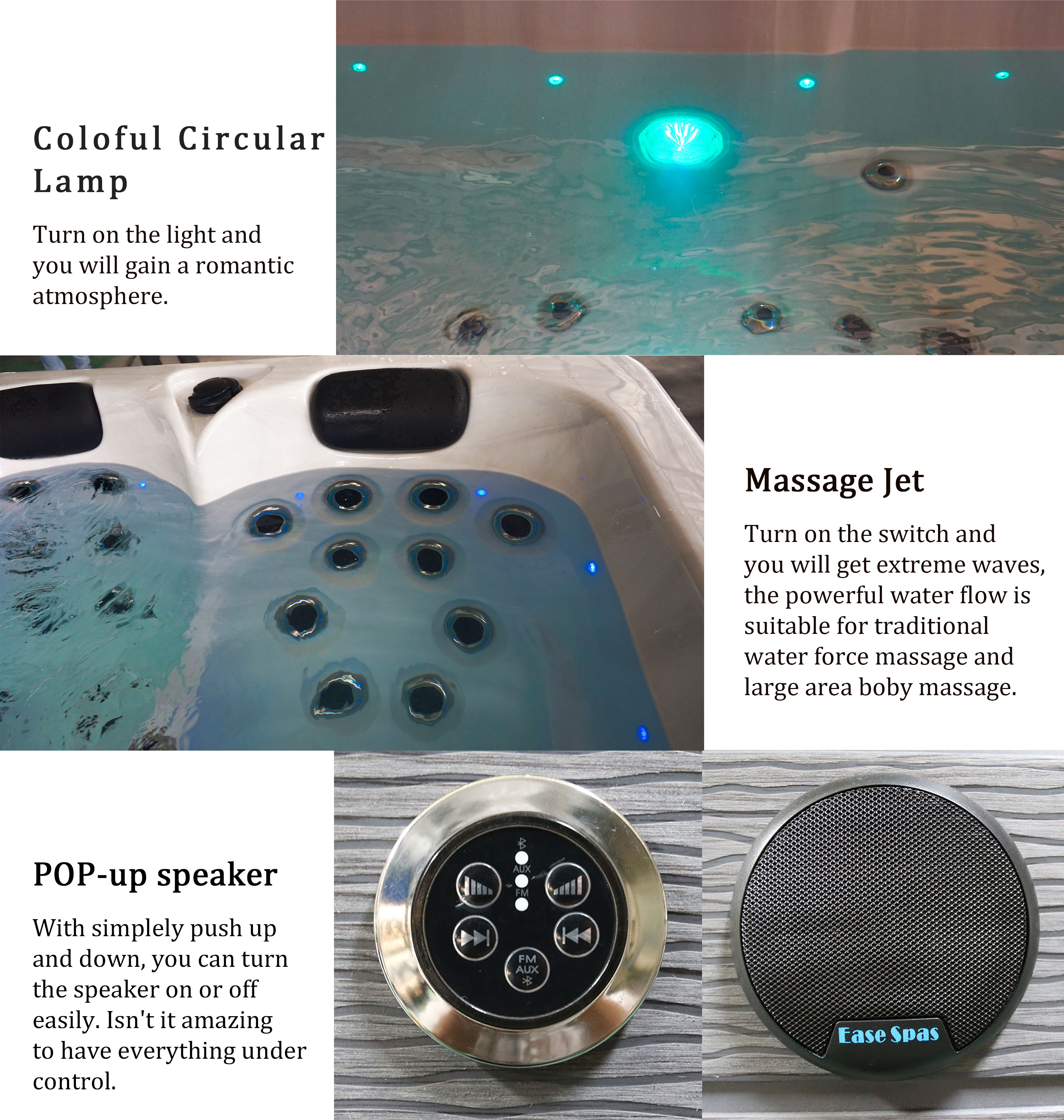 3 Seats Hydro Massage Backyard Hot Tubs Outdoor Spa Bathtub With 30 Jets