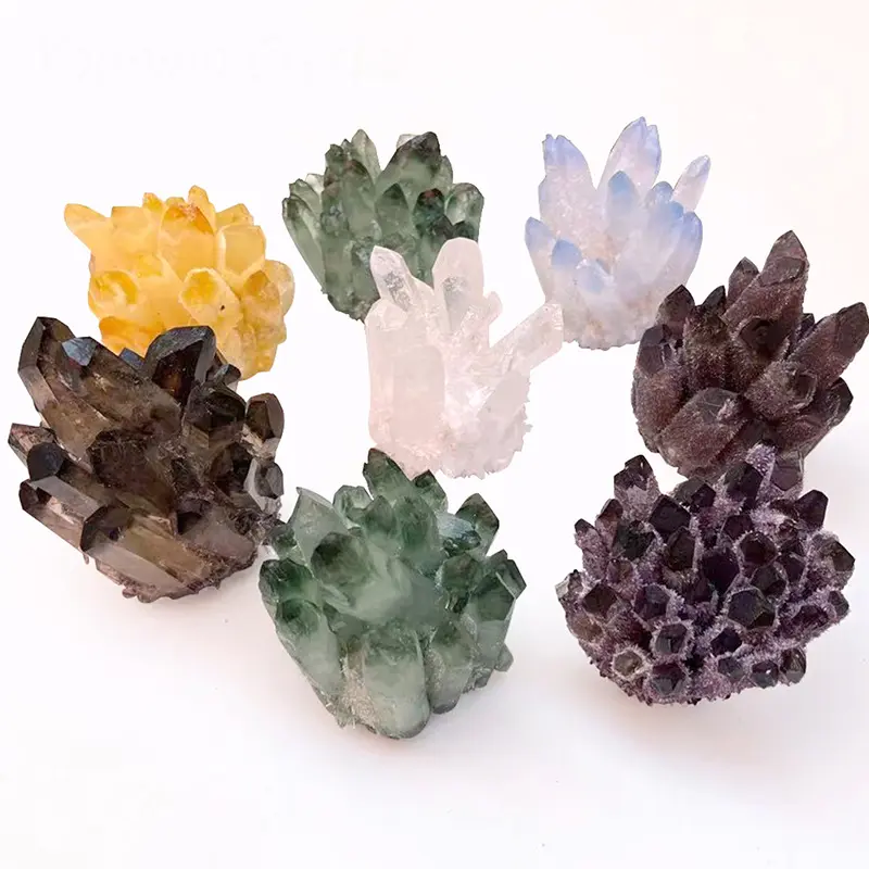 Natuurlijke Kristal Cluster Citrien Groene Smokey Edelsteen Geel Specimen Crystal Genezingen Steen