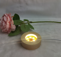 Lampe en bois 3D à LED Couleur RVB Base de veilleuse Télécommande USB Base de lampe en bois décorative de bureau