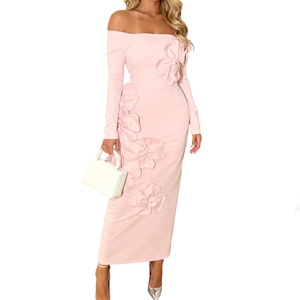 Vestidos de Fiesta Elegantes y Sensuales para Mujer, Ajustados al Cuerpo, con Estampado Floral 3D, Hombros Descubiertos, Manga Larga, a la Moda - Product Image 1