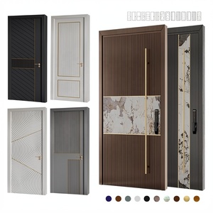Porte pivotante intelligente extérieure en bois massif de luxe, antivol et sécurisée, pour entrée principale moderne d'appartement, salon ou villa - Product Image 6