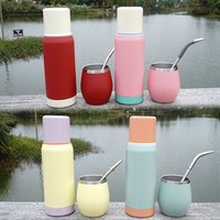 Yerba Mate et Thermos Set + 8oz Acier Inoxydable Moderne Mate Gourde Thermos Gourde Mate Gourde avec Couvercle