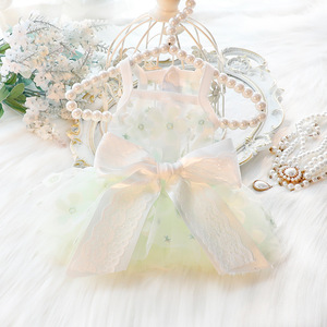 Vestido de Verano para Gatos, Diseño de Princesa, Color Verde Claro, Estampado Floral, Poliéster, para Perros Pequeños, Perros Teddy, Falda para las Cuatro Estaciones, QZ20260119-2 - Product Image 2