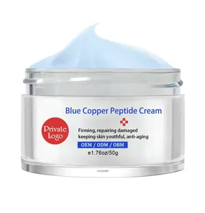 Etiqueta privada reparação da pele anti envelhecimento endurecimento, peptídeo de cobre azul anti-rugas creme facial