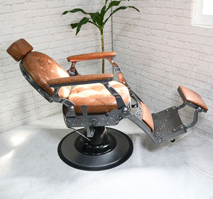 A 2026 Classic Vintage Heavy Duty Back Reclining Salon <b>Chair</b> Antique <b>Brown</b> Mens All Purpose Barber <b>Chair</b> - Product Image 3