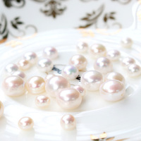 Perles de culture d'eau douce naturelles Aurora rose et blanches, demi-percées, plates et rondes, 5-10 mm, en vrac, pour la fabrication de bijoux, vente en gros