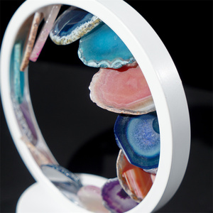 Nouveau Design Romantique Cristal Artisanat Coloré Poli Agate <span class=keywords><strong>Tranche</strong></span> Réglable Lumière Table Veilleuse Pour La Décoration Intérieure - Product Image 5
