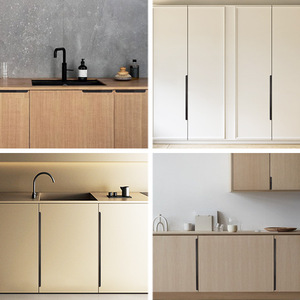 Armario Invisible Manija Negro Moderno Minimalista Sala de estar Gabinete Puerta Extensible Madera maciza Sin taladro Integrado 1m de largo - Product Image 4