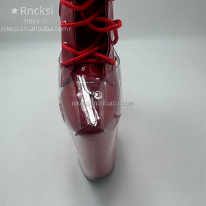 Cubrecalzado de PVC transparente de 8 pulgadas (20 cm) para botas de baile de estilo exótico, con suela gruesa de protección para botas de pole dance y striptease. - Product Image 6
