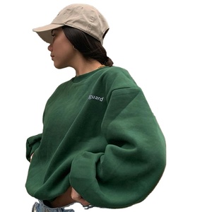 Hauts d'hiver chauds pour femmes, décontractés, pour adolescentes, vert, vintage, élégant, avec lettres brodées, sweat-shirt surdimensionné - Product Image 1