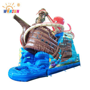 WINSUN Château gonflable avec toboggan et parcours d'obstacles en PVC, thème bateau pirate pieuvre, taille personnalisée, installation facile - Product Image 3