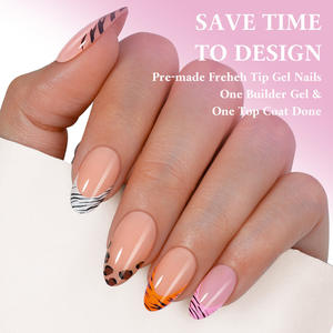 Faux ongles à presser motif léopard, courts, forme amande, effet mat, avec design - Product Image 1