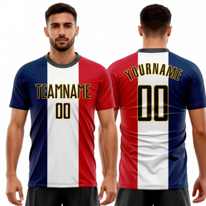 ชุดกีฬาผู้ชายแบบกำหนดเอง สไตล์เรโทร แบบซับลิเมชั่น ผลิตตามแบบ OEM เสื้อฟุตบอลผู้ชายแบบเต็มตัว สีน้ำเงิน สำหรับเด็กและผู้ใหญ่ - Product Image 2