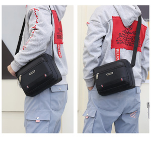 Jingpin Men's Crossbody Bag Black Solid Color Adjustable Strap Smooth Zipper Business Casual Messenger Bag - Product Image 3