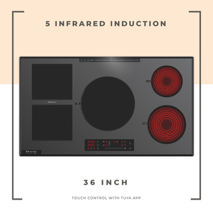 Table de cuisson hybride induction-céramique encastrable 220-240V à cinq brûleurs haute puissance avec contrôle intelligent Wi-Fi, vente en gros usine - Product Image 4