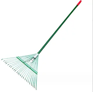 Wooden Leaf Scoops Plastic Hand Rakes With Steel Tube Handle Ergonomic Large Hand Garden