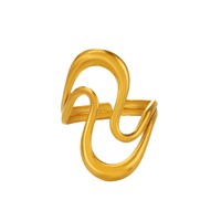 Vente en gros d'anneaux ouverts géométriques creux en acier inoxydable plaqué or 18 carats, bijoux minimalistes pour femmes, été