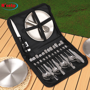 Stainless Steel Cutlery Set Camping Knife Fork Spoon Plate Portable Storage Bag Outdoor Use - Product Image 4