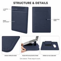 Housse multifonctionnelle pour ordinateur portable en similicuir avec support pliable et tapis de souris pour le bureau et les voyages