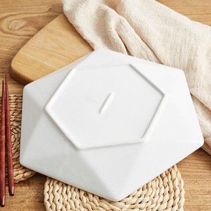 Piatti e Ciotole in Ceramica dello Shanxi, Piatto Creativo per Bistecca in Stile Occidentale, Porcellana Rinforzata e Ispessita, Stoviglie per Hotel, Forma Esagonale - Product Image 2
