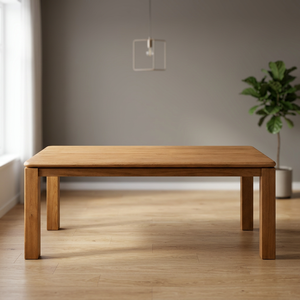 Table à manger moderne et contemporaine en teck massif belge, avec cadre Shadow Reveal, écologique et durable, 10 places, pour appartements et hôtels - Product Image 4