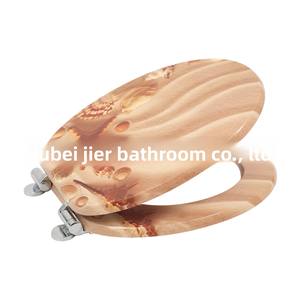 Venta caliente 18 pulgadas en forma de D de madera UF cubierta de asiento de <span class=keywords><strong>inodoro</strong></span> liberación rápida cierre suave impreso MDF <span class=keywords><strong>tapa</strong></span> de baño para <span class=keywords><strong>Amazon</strong></span> - Product Image 3