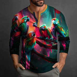Camicia Henley Vintage <span class=keywords><strong>da</strong></span> Uomo a Maniche Lunghe con Grafica 'Built 60 Years <span class=keywords><strong>Ago</strong></span>' e Bottoni, Stile Casual Retrò - Product Image 3