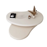 Table basse en bois couleur crème, design compact et pliable, élégante et moderne, luxe léger pour salons, fonction rotative