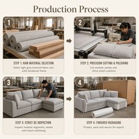 Canapé sectionnel tissé texturé beige clair moderne avec pieds noirs pour salon et chambre à coucher, vente en gros, directement de l'usine