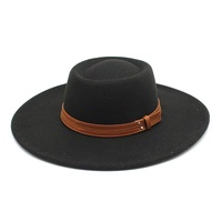 Chapeau Fedora Gambler en feutre d'hiver pour femme avec ceinture décorative en polyfaux daim et motif uni