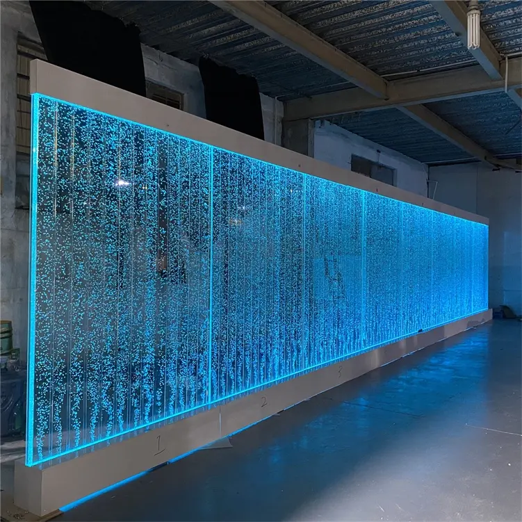 Fuentes de interior hechas a medida, decoración de pared de burbujas de vidrio sellado acrílico utilizado como pared de partición comercial