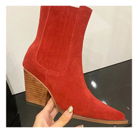 Bottes Mi-Mollet Noires pour Femme à Talons Épais et Aiguilles, Style Américain Tendance