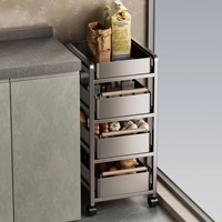 Chariot de rangement de cuisine en acier au carbone de style européen, étagère mobile multi-niveaux, panier à légumes, chariot de rangement flexible pour chambre et collations