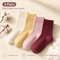 Chaussettes mi-mollet en pur coton pour filles, sans couture, antibactériennes, couleur unie, pour l'école, printemps-automne, douces