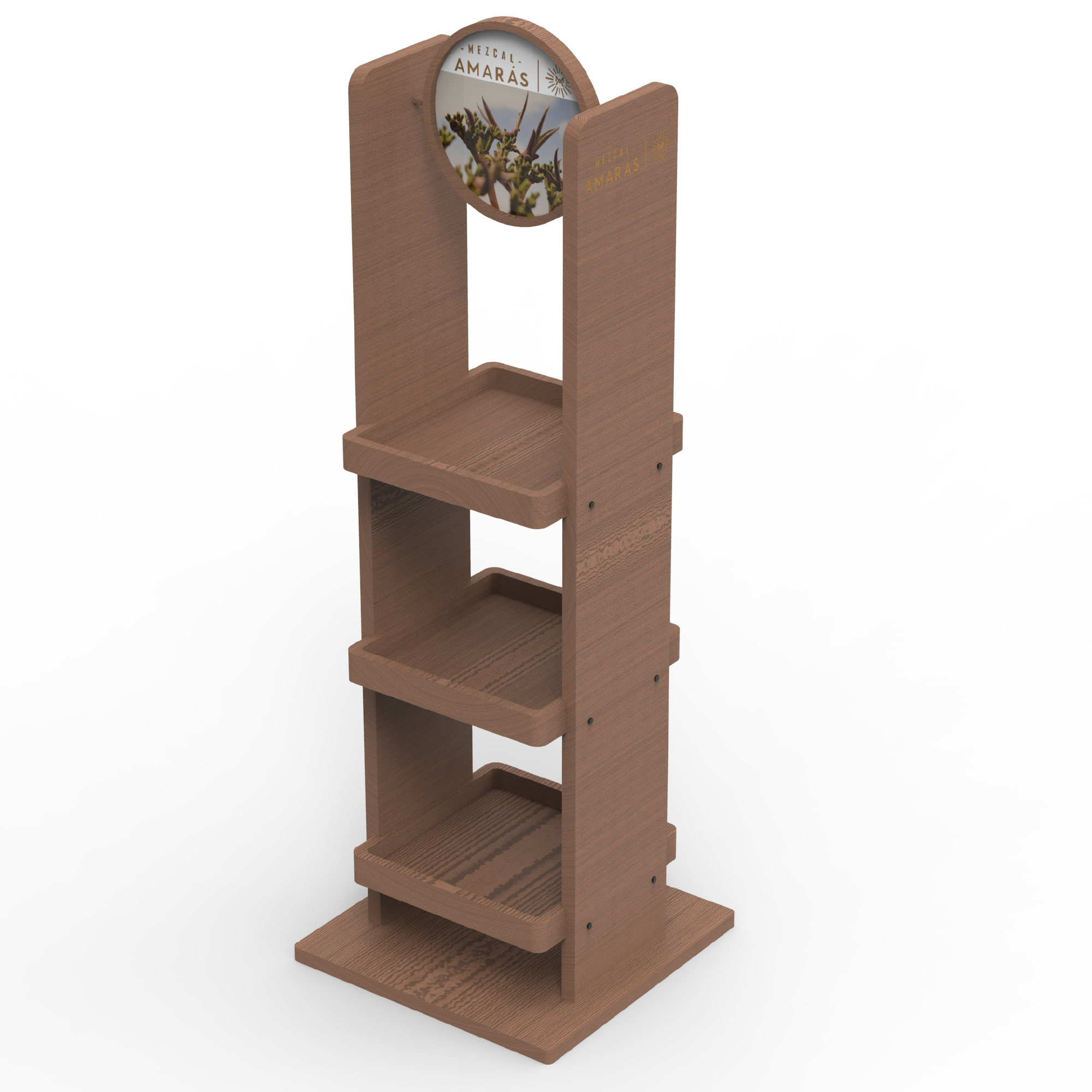 Apache 3 Layer Oak Classic Wine Store Display Rack with Knock-Down Packing for Liquor Store — view 2