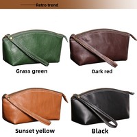 Nouvel Arrivage : Porte-monnaie Pochette Femme en Cuir Véritable avec Fermeture Éclair, Organisateur en Cuir Tanné Végétal