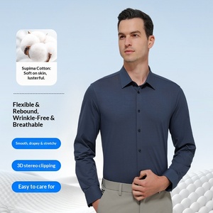 Camicia Nera Personalizzabile da Uomo a Maniche Lunghe, Comoda in Cotone Premium a Fibra Lunga, Business Casual, Senza Stiratura, di Alta Gamma, all'Ingrosso - Product Image 1