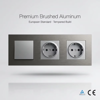 Prise murale Schuko grise de haute qualité, norme européenne, en aluminium, type 86, 16A, certifiée TUV pour la maison