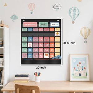Rainbow Calendar Pocket Chart 20x23.6 In Weather Calendar Educational Cards Time Management Board - Product Image 2