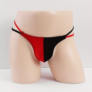 <b>Men's</b> Color-blocked <b>Thong</b> Green White Nylon Spandex Breathable Sporty Underwear - Product Image 4
